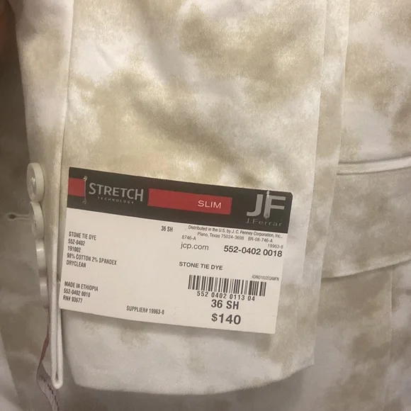 JF J.Ferrar Mens Tie Dye Stretch Slim Fit Sport Coat  36Short
Color: Stone - Picture 3 of 3